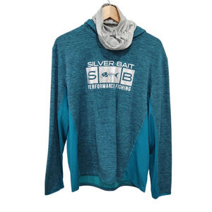 Silver Bait Long Sleeve Sweatshirt Hoodie Face Mask Performance Size Large Blue